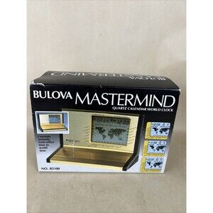 NOS 1980s Bulova B2100 Mastermind Ouartz Calendar World Time Desktop Clock NIB